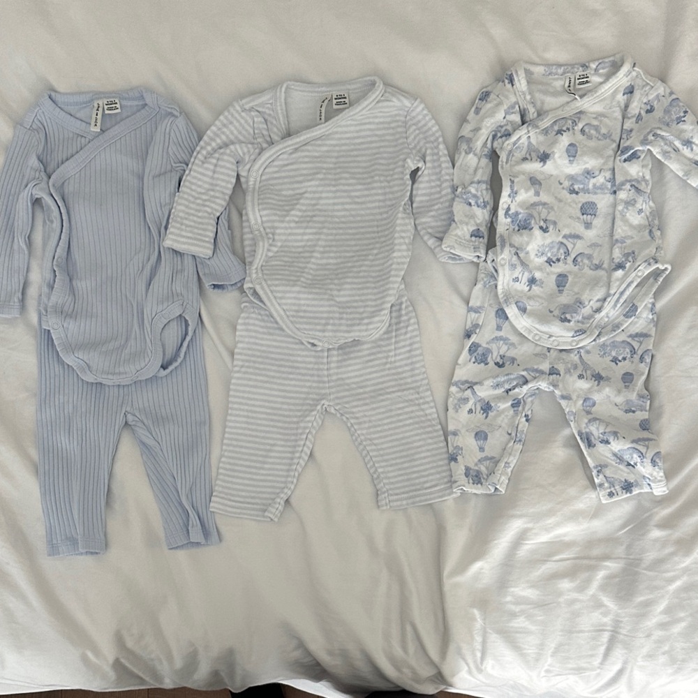 Janie and Jack Blue and White Baby Matching Set